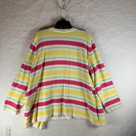 Quacker Factory Women's Multicolor Stripe Cotton Cardigan Sweater Size 2X 8747 - Picture 8 of 10